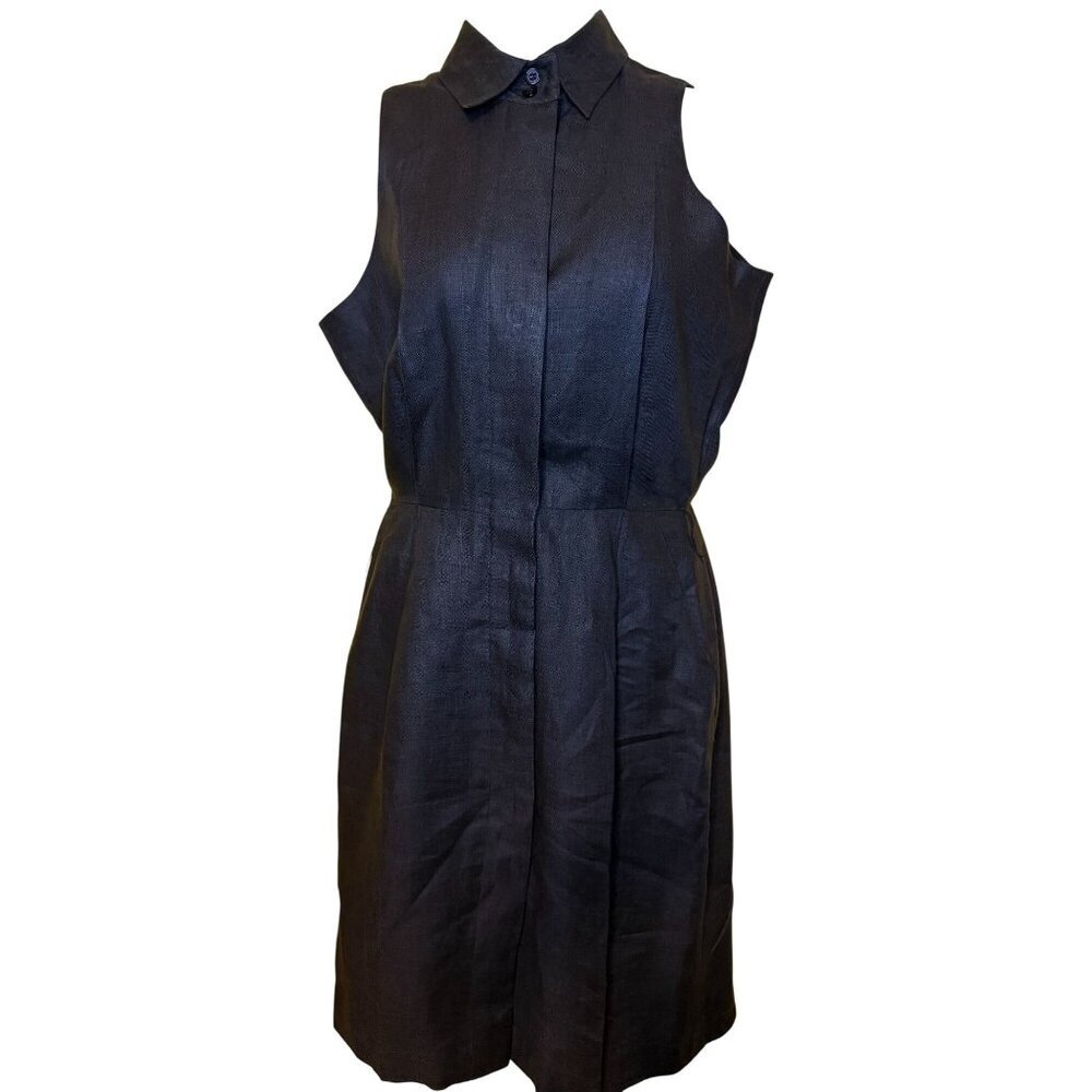 Lauren Alexander Petites Black linen dress open back sleeveless‎